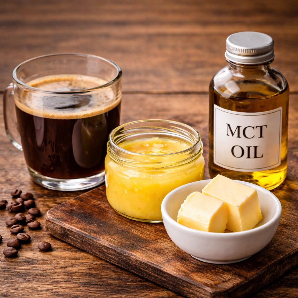 Zutaten für Bulletproof Coffee Rezept mit Butter und MCT Öl