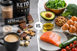 Vergleich zwischen Ersatzprodukten und Clean Eating bei Keto