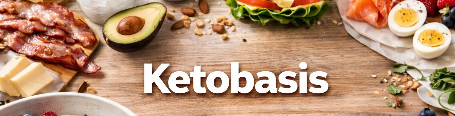Ketobasis Banner mit natürlichen Keto Lebensmitteln